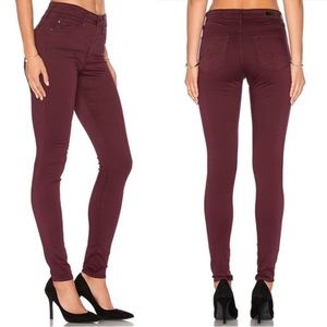 AG ADRIANO GOLDSCHMIED Jeans Abbey Ankle Mid-Rise Super Skinny Burgundy Size 25
